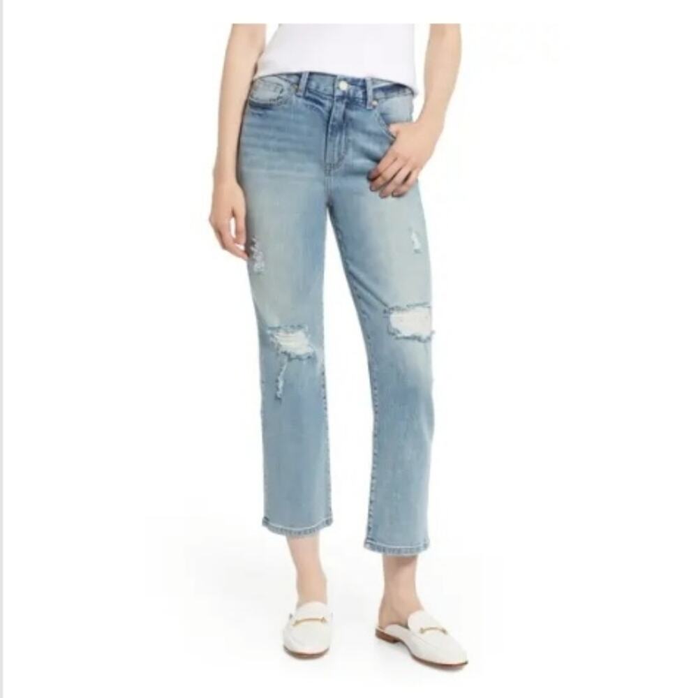 Habitual Haven High Rise Distressed Straight Leg Jeans Bismark Wash Size 25